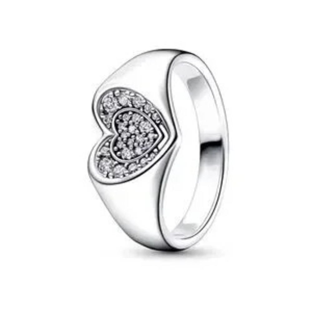 S925 Silver Heart Ring with Zirconia
